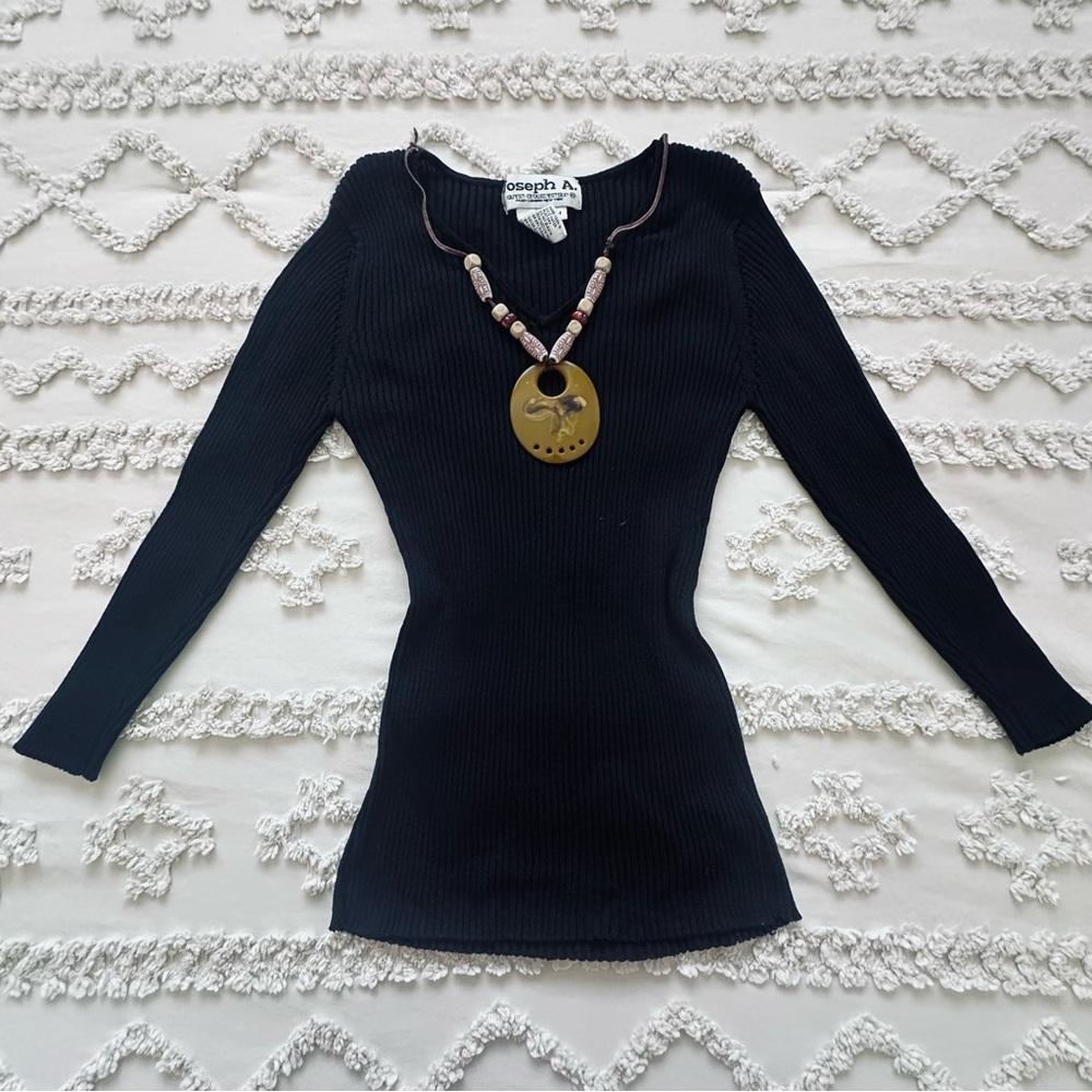 Vintage Joseph A Black Ribbed Sweater